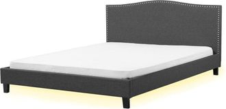 Beliani Beliani - eu Super King Size Bed Frame 6ft Vintage Grey White led Montpellier