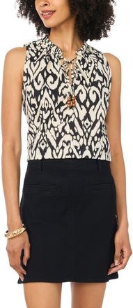 Vince Camuto Front Slit Flowy Cotton Shell in Rich Black at Nordstrom, Size Xx-Small