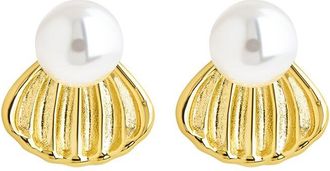 Sterling Forever 14K Gold 8.5Mm Pearl Alice Shell Stud Earrings