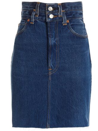 Re/Done Womens Double Waisted Pencil Re Done X Levis Skirt