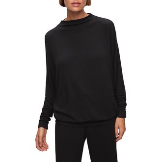 Eberjey Cozy Time Mock Neck Pullover in Black at Nordstrom, Size X-Small