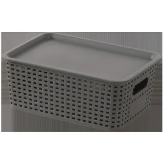 OEM Cesto De Almacenamiento - Polipropileno Pp5 Sin Bpa - Apilable Con Tapa Y Asa Lateral - Para Estanter&iacute;as Cajones Armarios Escritorio Ba&ntilde;o - Unidad