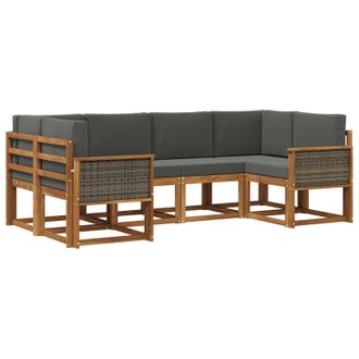 vidaXL Conjunto De Sof&aacute;s De Exterior 6 Pcs Natural Y Antracita Vidaxl