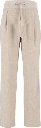 Fabiana Filippi Joggingbroek met plooien - Dames - Straight fit broeken - Grijs - XS - Leer - Broeken