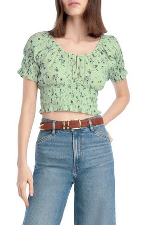 Favorite Daughter The Swoon Ruffle Trim Smocked Crop Top in Ditsy Floral at Nordstrom, Size X-Small