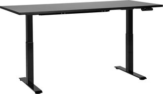 Beliani Beliani - Escritorio De Altura Regulable El&eacute;ctrico Oficina Moderna Patas Cuadradas 180 X 80 Cm Tablero Negro Soporte De Acero Negro Destines
