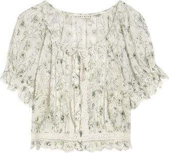 Alice & Olivia Mclaine Floral-print Cotton Blouse - Multicoloured - XL (UK16 / XL)