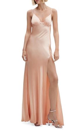 Mango Open Back Satin Slipdress in Light Pink at Nordstrom, Size 6