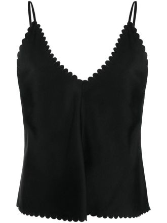 Jil Sander scalloped satin tank top - women - Acetate/Viscose - 34 - Black