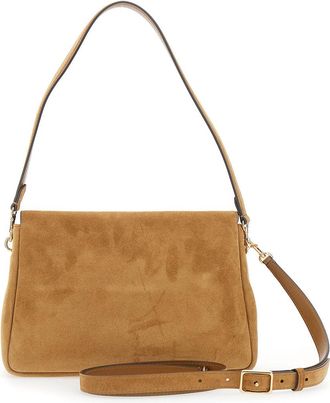 Tory Burch Womens Shoulder Bag Charlie Medium Suede Brown