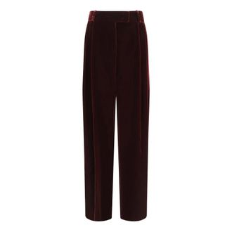 Giorgio Armani Broek met wijde pijpen en dubbele plooien - Heren - Broeken - Rood - Maat: S Leer