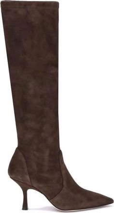 Stuart Weitzman Stiletto Hak Su&egrave;de Laarzen Amandel Teen - Dames - Laarzen met Hak - Bruin - 37 EU - Su&egrave;de - Schoenen