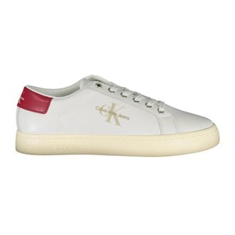 Calvin Klein Sneakers, male, White, 11 UK, Sporty White Lace-Up Trainers with Logo Print