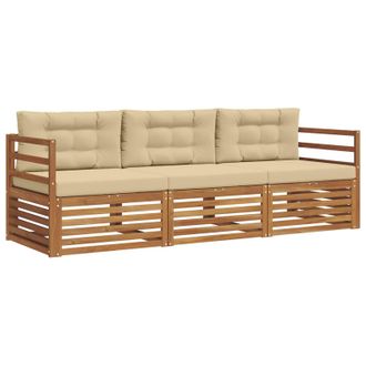 vidaXL Conjunto De Sof&aacute;s De Exterior Con Coj&iacute;n 3 Pcs Natural Y Beige Vidaxl
