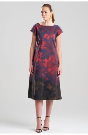 Natori Niji Tie Dye Taffeta Trapeze Dress in Red at Nordstrom, Size 8
