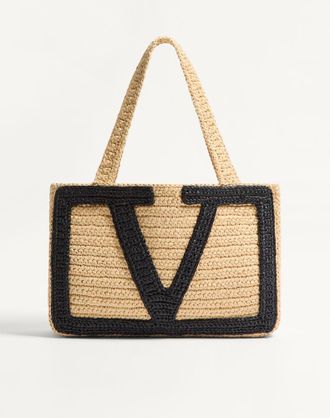 Valentino Garavani Borsa Shopping Media Valentino Garavani Viva Superstar In Rafia Donna NATURALE UNI