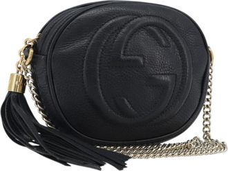 Gucci Soho Chain Leather Black Leather Handbag (Pre-Owned)