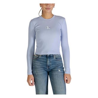 Calvin Klein Jeans Long Sleeve Tops, female, Blue, Size: 2XS A-Ls Monogram Baby