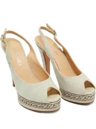 Chanel platform slingback sandals - Neutrals