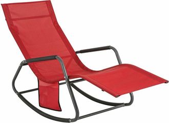 SoBuy Sobuy - Tumbona, Mecedora con Bolsillo Lateral, Estructura de Hierro, Malla Transpirable Teslin, cómodo, soporta hasta 120 kg OGS47-KA es