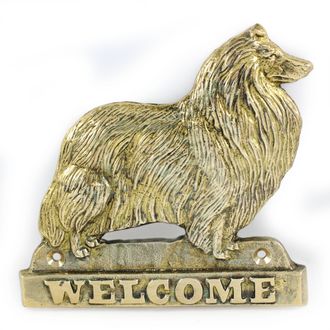 OEM Pastor Escoc&eacute;s, Collie: Cartel Para Puerta Con Un Perro, Placa De Bienvenida De Lat&oacute;n, Cartel Exclusivo Con La Palabra Bienvenido De Art-dog