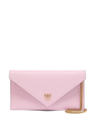 Pinko Leren clutch met metalen ketting - Roze