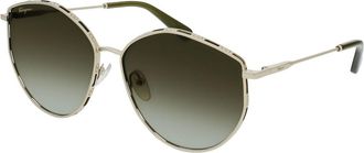 Ferragamo Ferragamo Womens 60 mm Gold Green Sunglasses