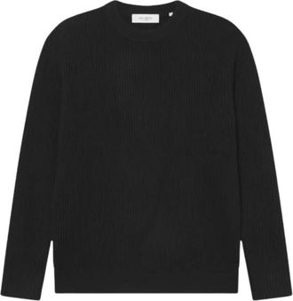 Les Deux Eddie Wool Rib Crewneck Knit - Heren - Ronde hals truien - Zwart - M - Wol - Truien & Vesten