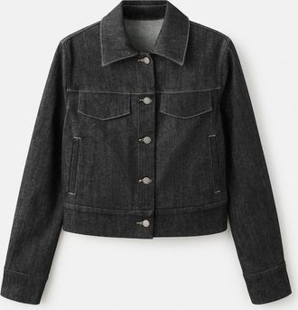 Mango Giubbotto denim avvitato tasche nero - Donna - XS - MANGO