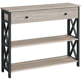Yaheetech Tavolo Consolle da Ingresso Tavolino con 2 Cassetti Mobiletto da Soggiorno Tavolino Corridoio 30 x 80 x 100 cm Grigio - Yaheetech
