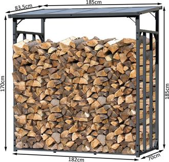 Quick-Star Quick-star - Metall Kaminholzregal Anthrazit Xxl 185 X 70 X 185 Cm Promotion Garten Kaminholzunterstand 2,3 M&sup3; Kaminholzlager Stapelhilfe Aussen