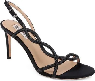 Badgley Mischka Yulissa Slingback Sandal in Black Satin at Nordstrom, Size 7.5
