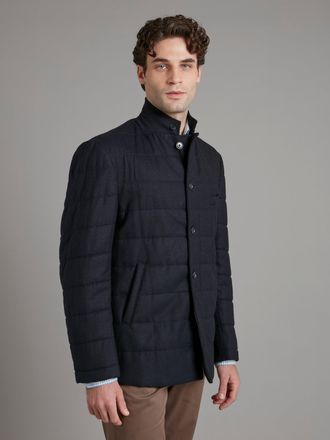 Oliver Brown Quilted Jacket Wool - Navy