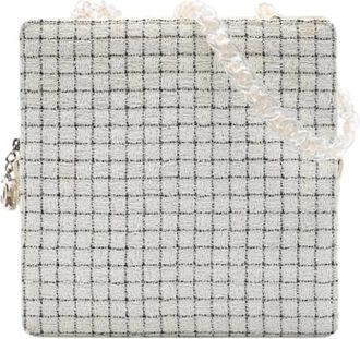 Chanel Pre-owned Tweed Shoulder Bag - Dames - Vintage Handtas - Wit - ONE Size - Tweed - Vintage