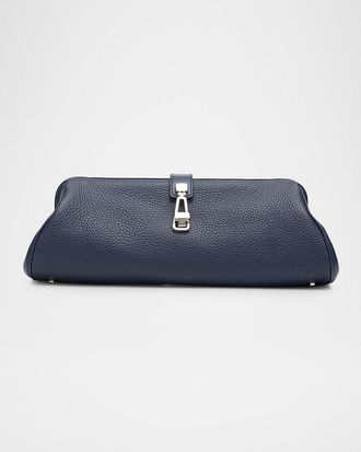 Gabriela Hearst Paola Grained Leather Baguette Clutch Bag
