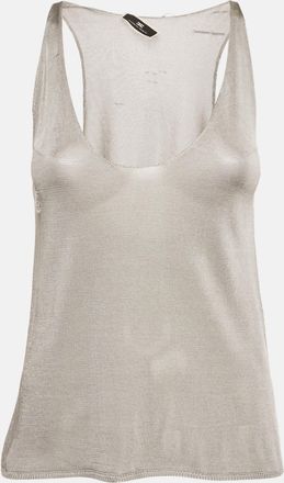 Elisabetta Franchi Grey Rib Knit Tank Top