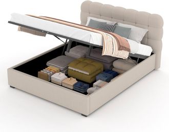 Concept Usine Cama con canap&eacute; abatible estilo nube 140 x 190 cm en terciopelo beige