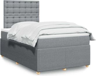 vidaXL Cama Box Spring Con Colch&oacute;n Tela Gris Claro 120x190 Cm Vidaxl