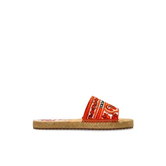 Dolce & Gabbana Schoenen, Dames, Oranje, 38 EU, Leer, Maiolica Patroon Slippers