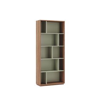 HERDASA Estanter&iacute;a Librer&iacute;a, Colecci&oacute;n Nack, Con 5 Niveles De Altura En Melamina Color Nogal-verde