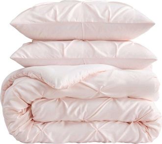 Laura Ashley Solid Satin Pintuck Comforter Set