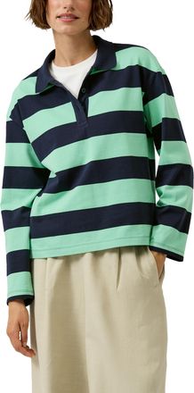 s.Oliver Langarmshirt S.OLIVER, Damen, Gr. 34, gr&uuml;n, Jersey, Obermaterial: 100% Baumwolle, gestreift, h&uuml;ftbedeckend, Rundhals, Shirts Langarmshirt, im Streifen