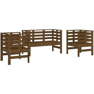 vidaXL Juego De Muebles Jard&iacute;n 3 Pzas Madera Maciza Pino Marr&oacute;n Miel Vidaxl