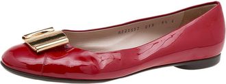 Ferragamo Red Patent Leather Sun Ballet Flats
