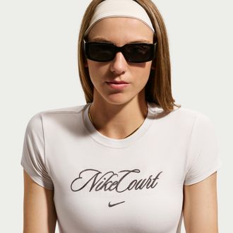 Nike Womens Court Heritage Short-Sleeve Tennis T-Shirt in White | IO4245-102