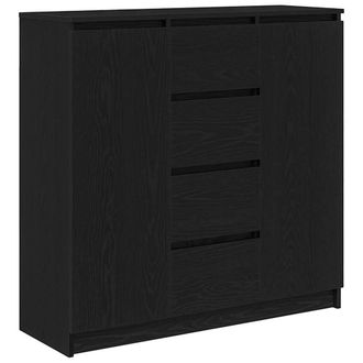 Berkfield Home Sideboard with Drawers Black Oak 100.5x35x98.5 cm Engineered Wood