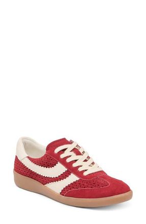 Dolce Vita Merit Perforated Sneaker in Crimson Suede at Nordstrom, Size 7.5