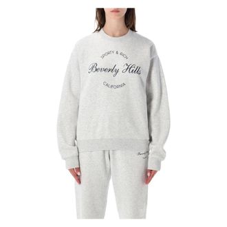 Sporty & Rich Sweatshirts, female, Gray, Size: L Beverly Script Crewneck