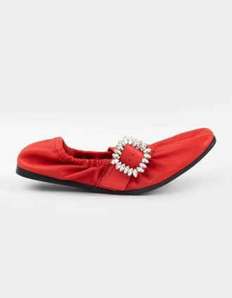 Free People Womens Ursa Gemini Ballet Flats In Red Leather