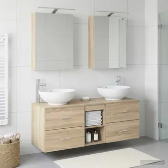 vidaXL Vidaxl Set Di Mobili Per Il Bagno 5 Pz Rovere Sonoma